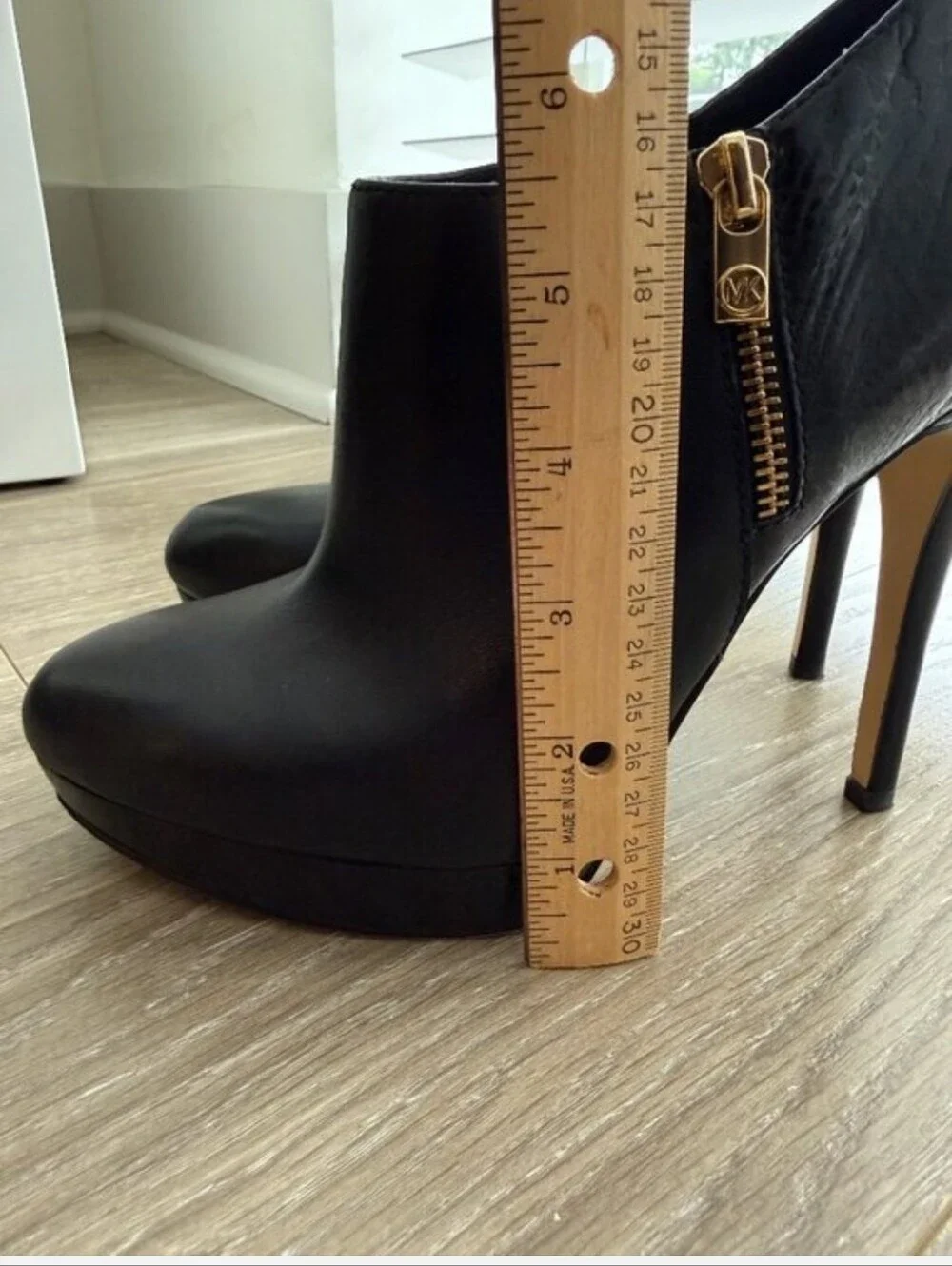 Michael Kors Black York Leather Platform Stiletto Ankle Bootie